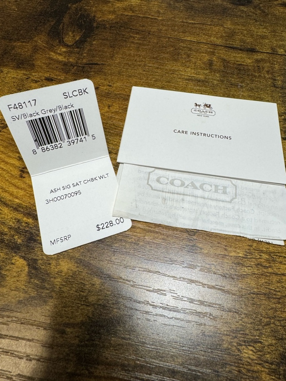 Coach Signature Wallet & Checkbook Holder Set Black/Gray Canvas Leather Trim - Picture 4 of 12